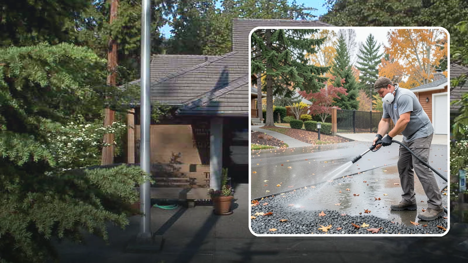 Gravel Border Cleaning in Yarrow Point, King County, WA - Cleanup and refreshing of gravel borders and edges that frame Washington driveways and walkways.