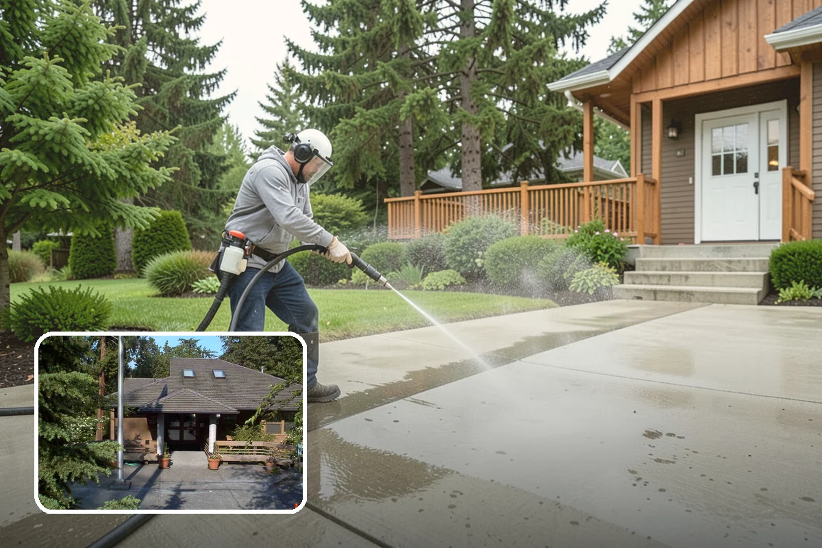 Gravel Border Cleaning in Yarrow Point, King County, WA - Clears leaves and organic buildup from the gravel