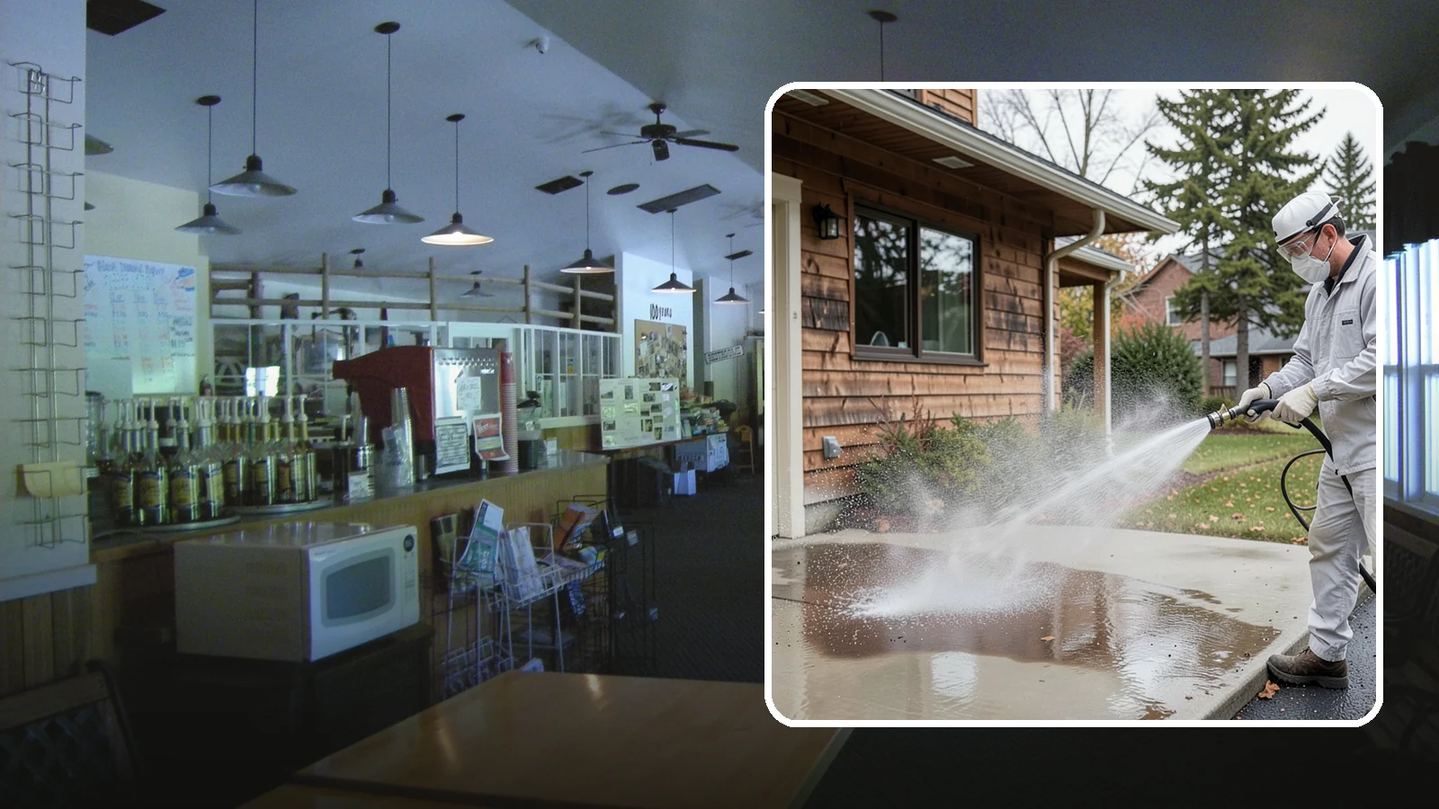 Grease Removal in Black Diamond, King County, WA - We cut through heavy grease on Washington kitchen exteriors, dumpster zones, and shop floors with hot-water cleaning.