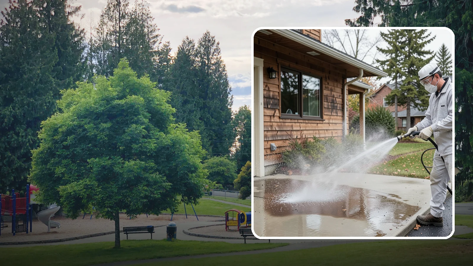 Grease Removal in Bonney Lake, Pierce County, WA - We cut through heavy grease on Washington kitchen exteriors, dumpster zones, and shop floors with hot-water cleaning.