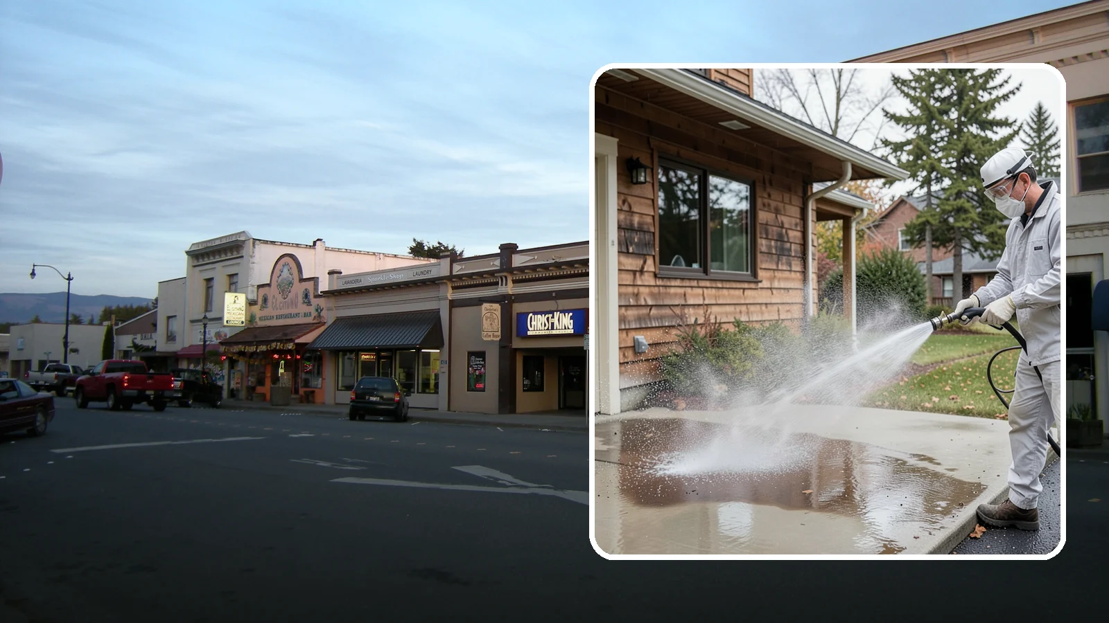 Grease Removal in Burlington, Skagit County, WA - We cut through heavy grease on Washington kitchen exteriors, dumpster zones, and shop floors with hot-water cleaning.