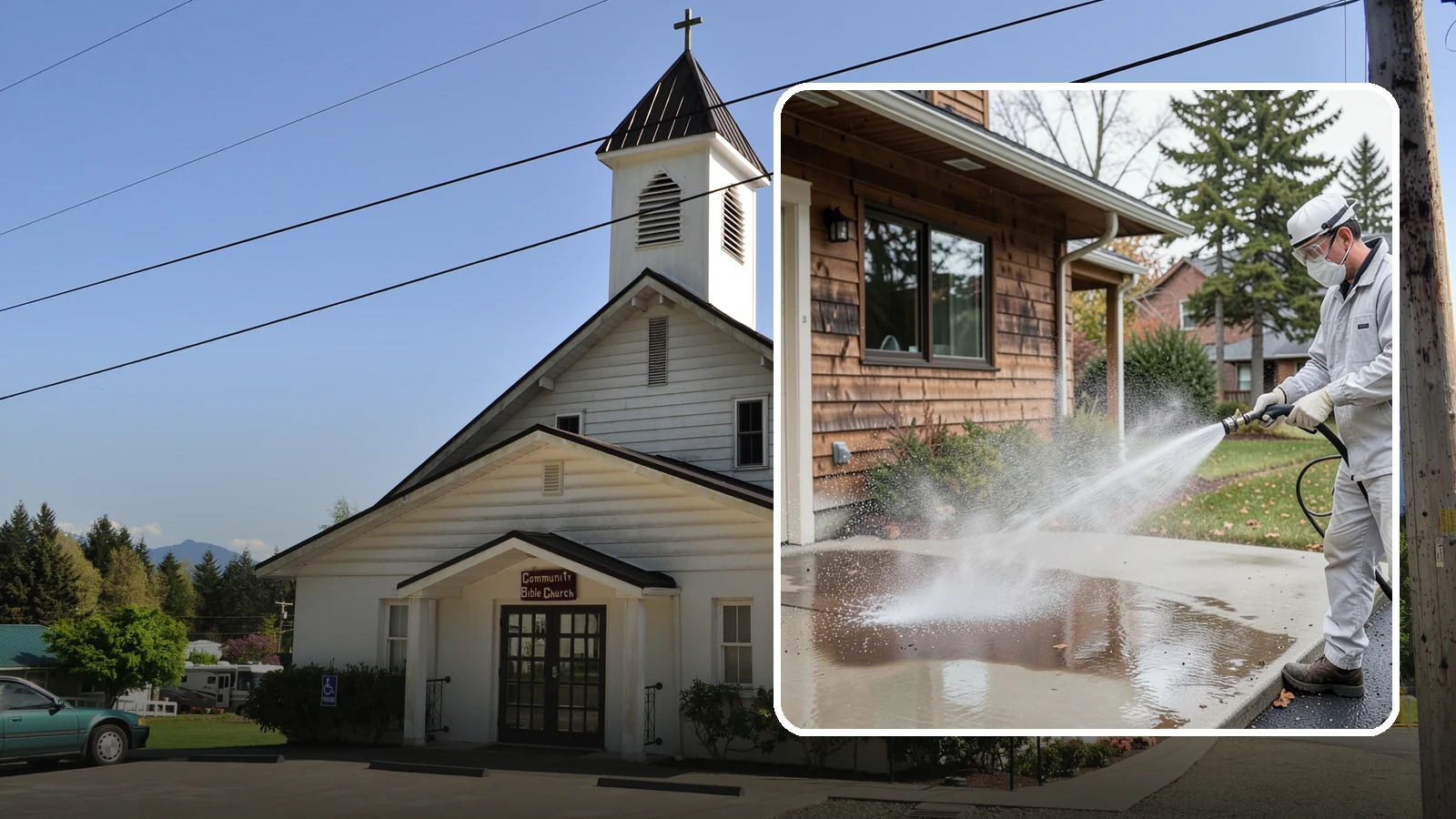 Grease Removal in Concrete, Skagit County, WA - We cut through heavy grease on Washington kitchen exteriors, dumpster zones, and shop floors with hot-water cleaning.