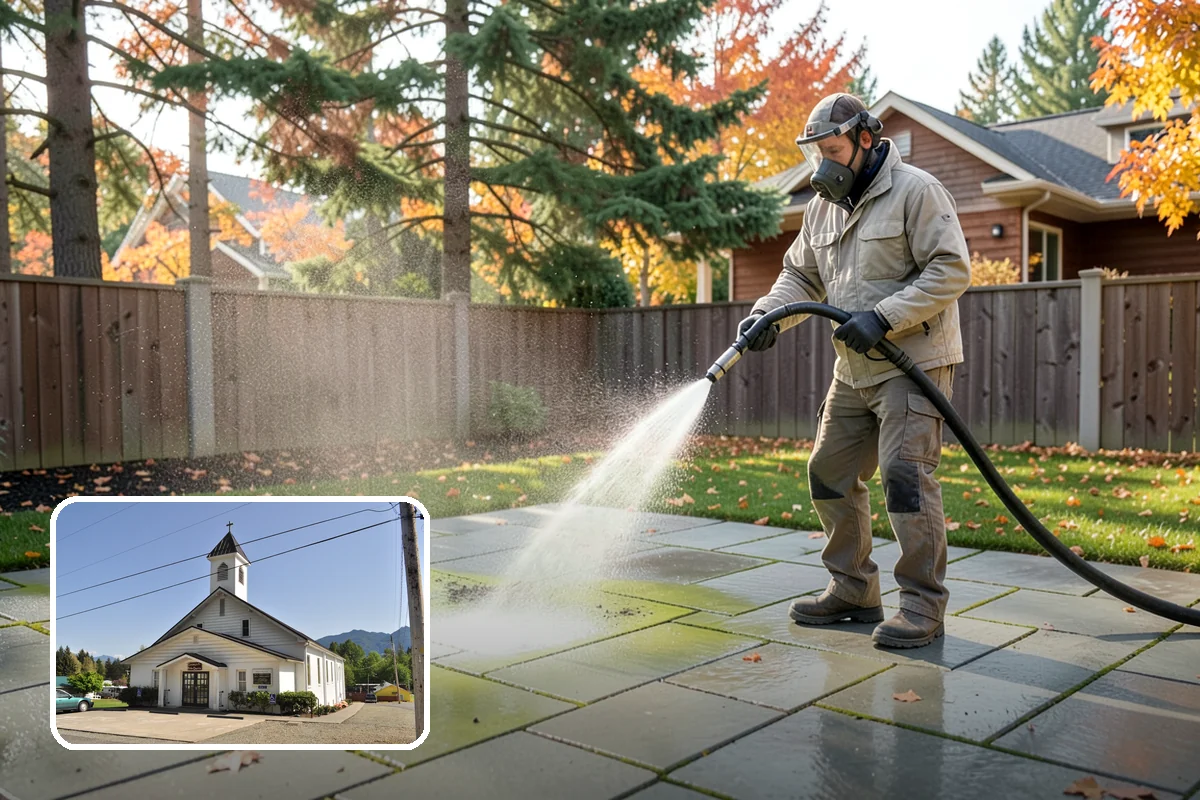 Grease Removal in Concrete, Skagit County, WA - Removes slippery grease that causes falls