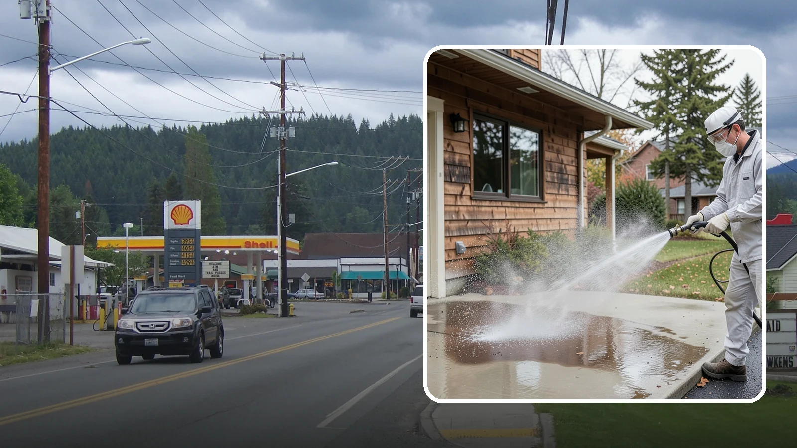 Grease Removal in Granite Falls, Snohomish County, WA - We cut through heavy grease on Washington kitchen exteriors, dumpster zones, and shop floors with hot-water cleaning.