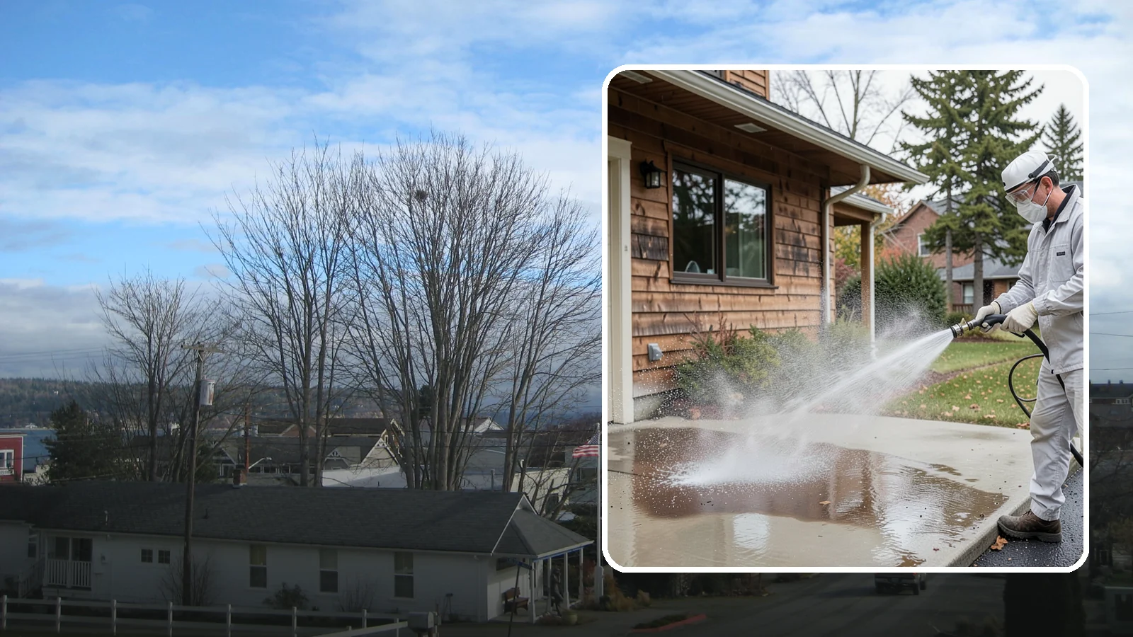 Grease Removal in Langley, Island County, WA - We cut through heavy grease on Washington kitchen exteriors, dumpster zones, and shop floors with hot-water cleaning.