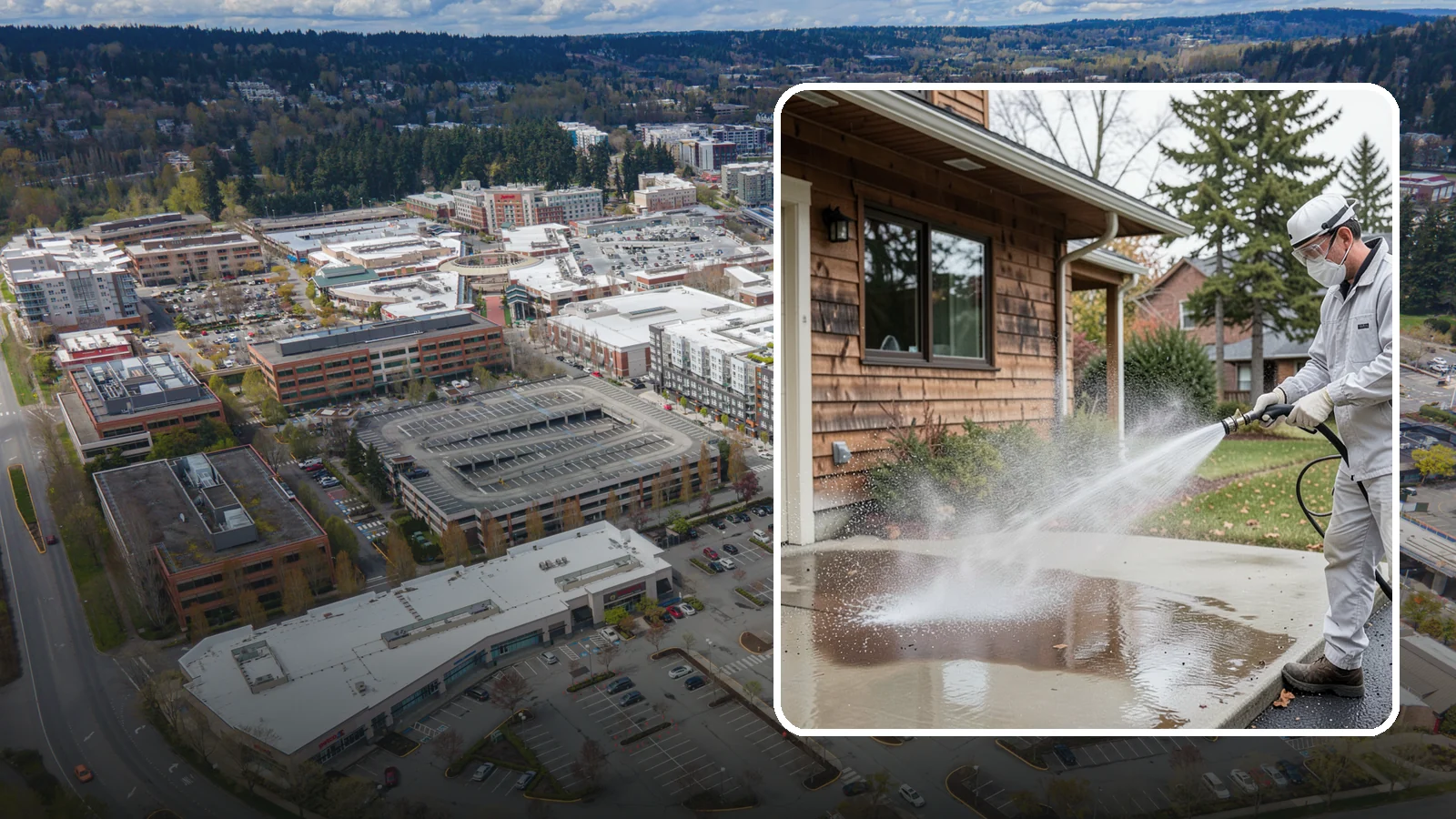 Grease Removal in Redmond, King County, WA - We cut through heavy grease on Washington kitchen exteriors, dumpster zones, and shop floors with hot-water cleaning.