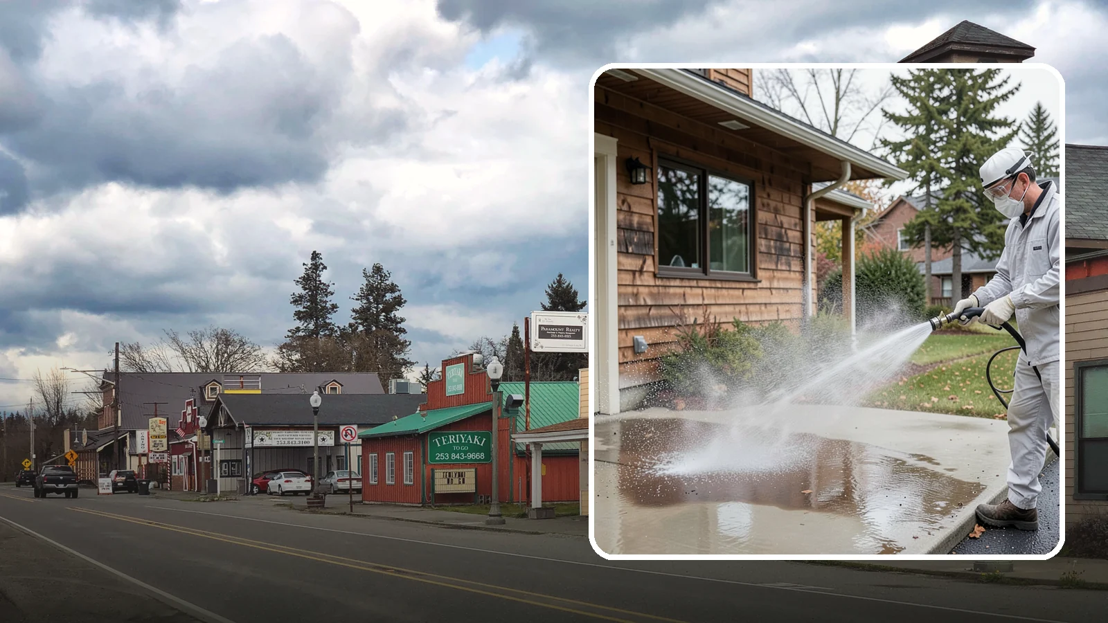 Grease Removal in Roy, Pierce County, WA - We cut through heavy grease on Washington kitchen exteriors, dumpster zones, and shop floors with hot-water cleaning.