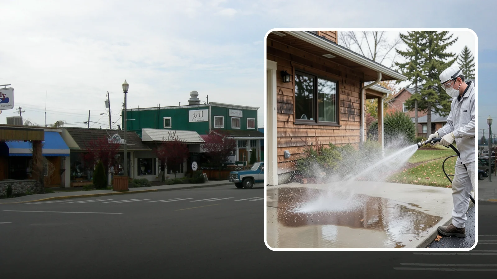 Grease Removal in Stanwood, Snohomish County, WA - We cut through heavy grease on Washington kitchen exteriors, dumpster zones, and shop floors with hot-water cleaning.