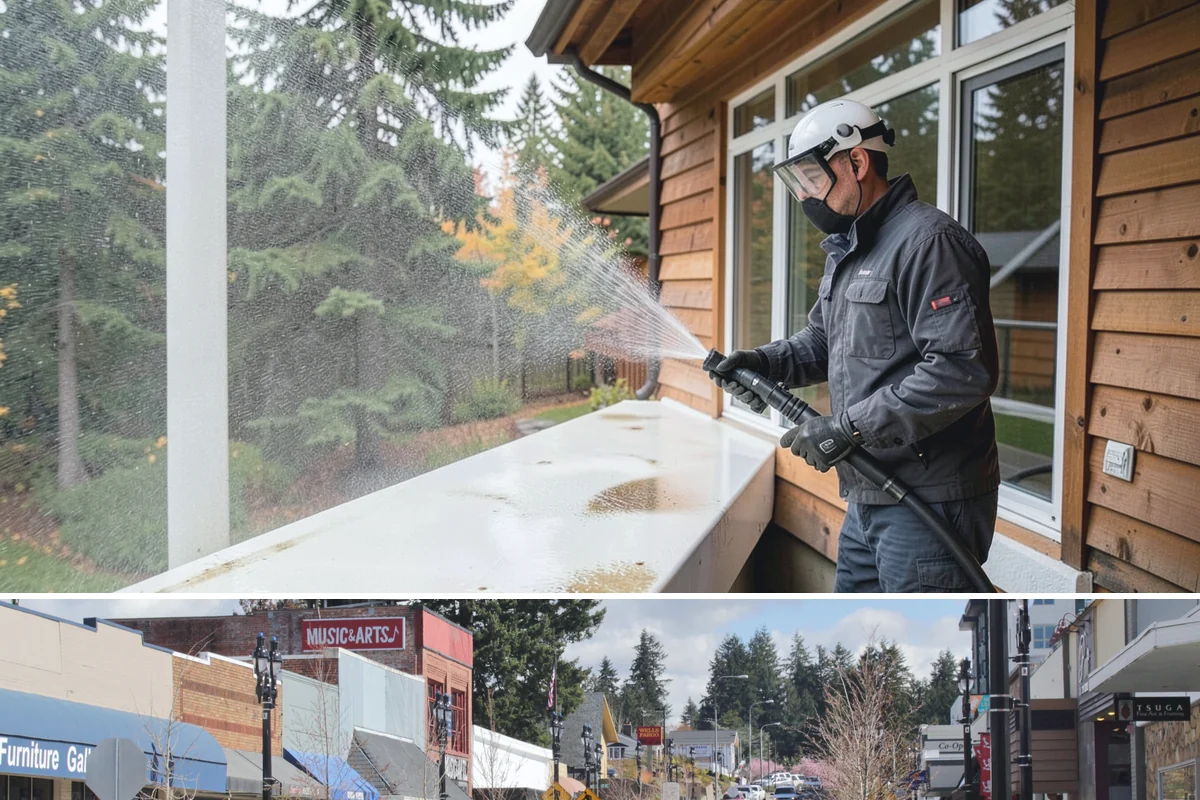 Grease Stain Removal in Bothell, King County, WA - Warm summer temperatures improve degreaser performance on stubborn grease.