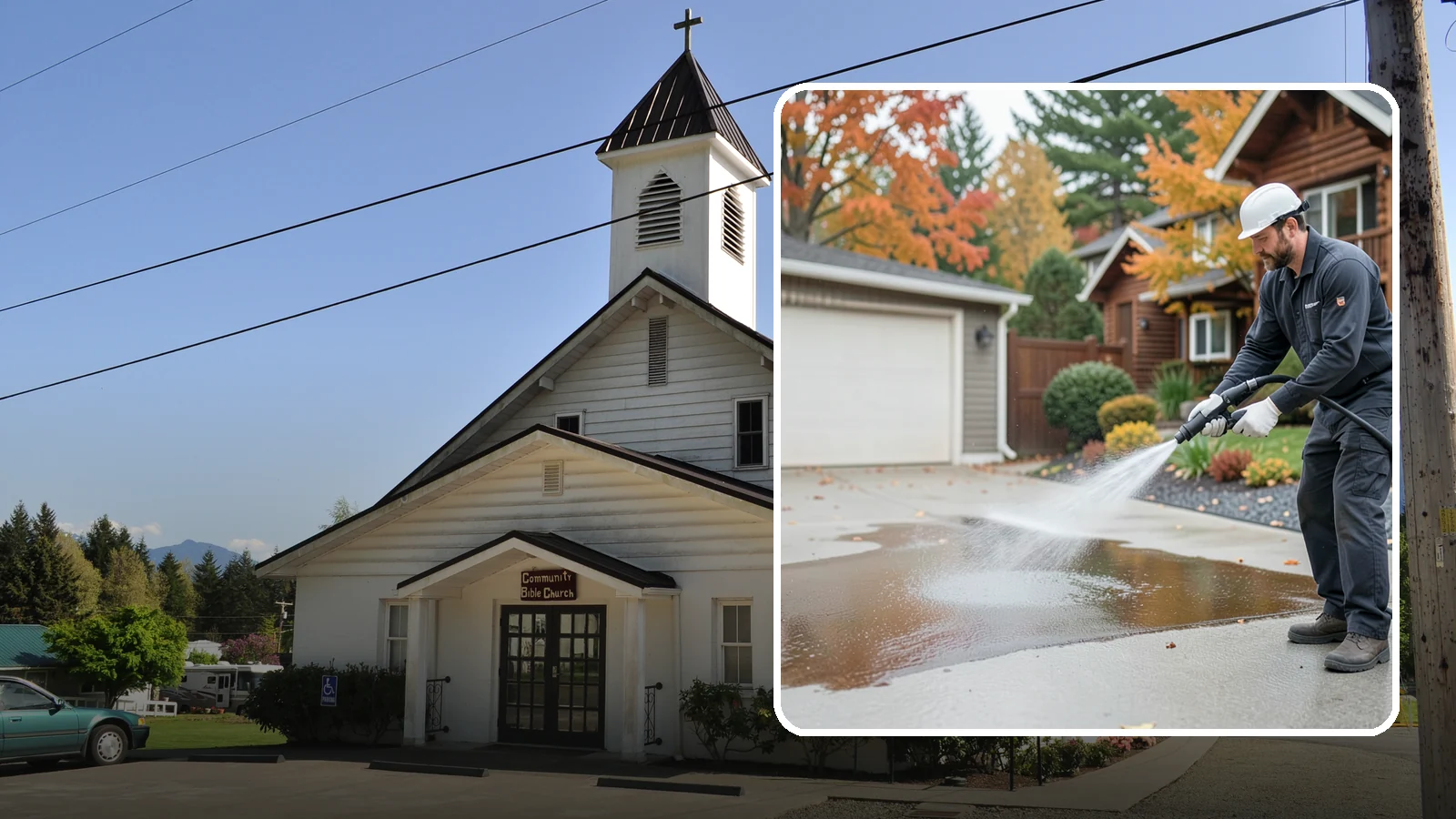 Grease Stain Removal in Concrete, Skagit County, WA - Heavy-duty grease stain removal for driveways marked by cooking oils, lubricants, and shop spills.