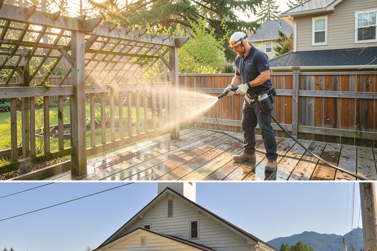 Grease Stain Removal in Concrete, Skagit County, WA - Warm summer temperatures improve degreaser performance on stubborn grease.
