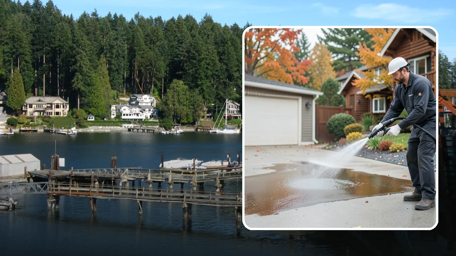 Grease Stain Removal in Gig Harbor, Pierce County, WA - Heavy-duty grease stain removal for driveways marked by cooking oils, lubricants, and shop spills.