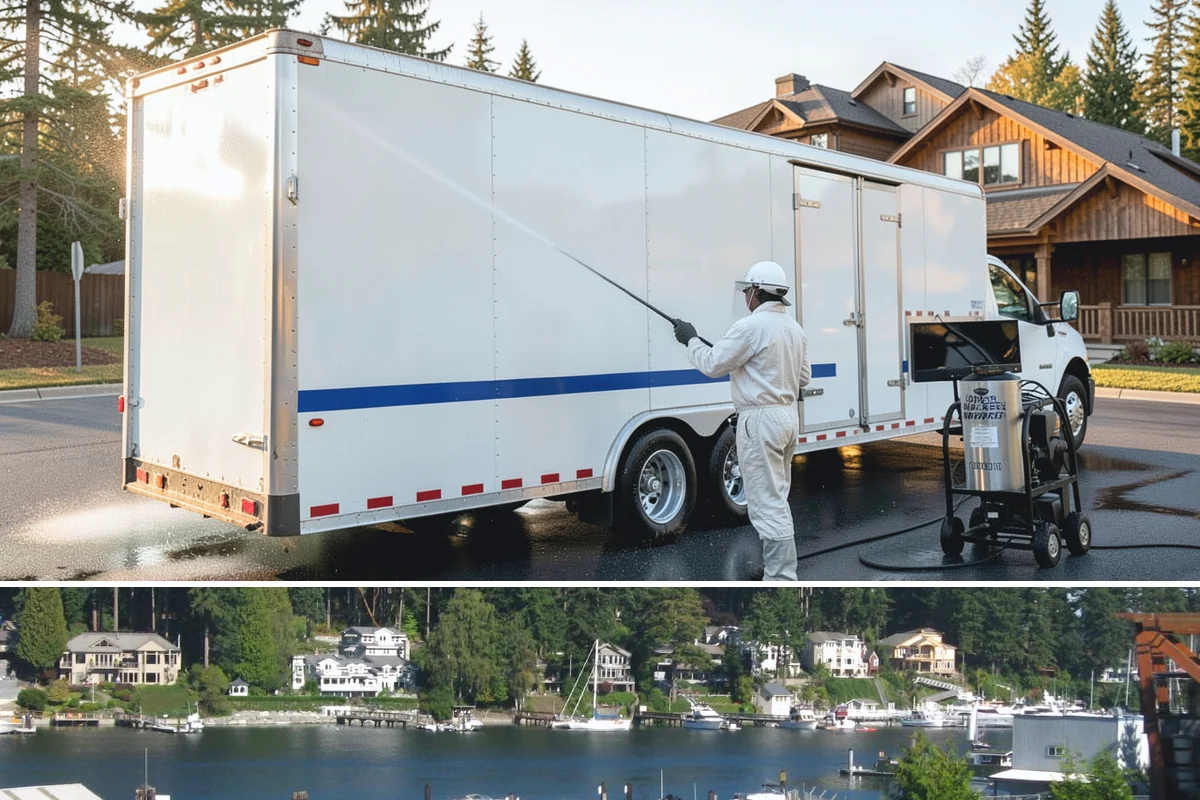 Grease Stain Removal in Gig Harbor, Pierce County, WA - Warm summer temperatures improve degreaser performance on stubborn grease.