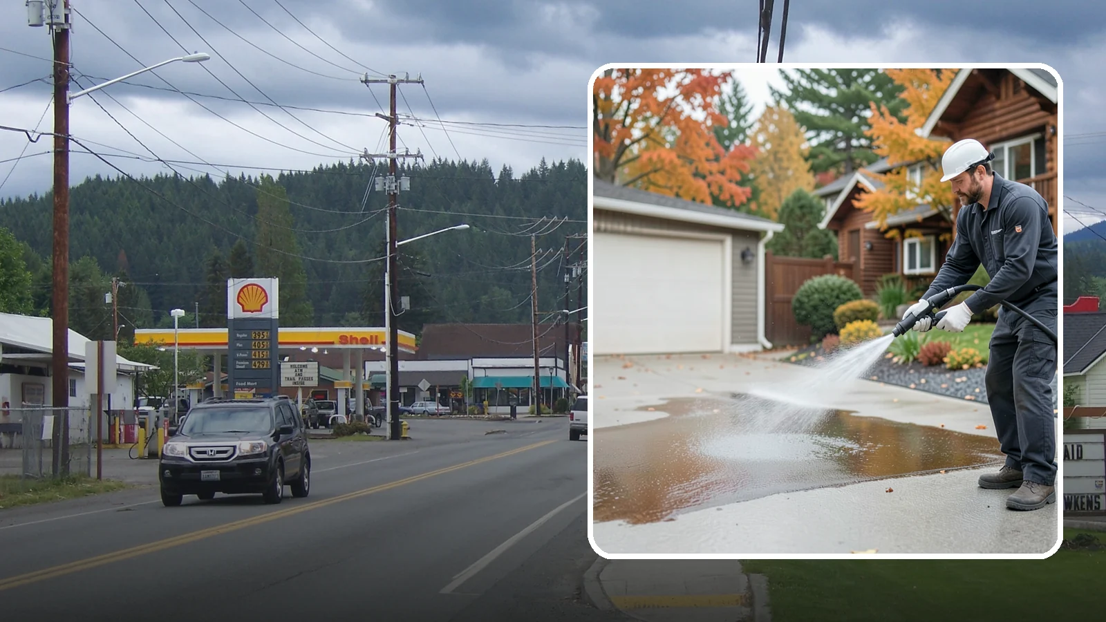 Grease Stain Removal in Granite Falls, Snohomish County, WA - Heavy-duty grease stain removal for driveways marked by cooking oils, lubricants, and shop spills.