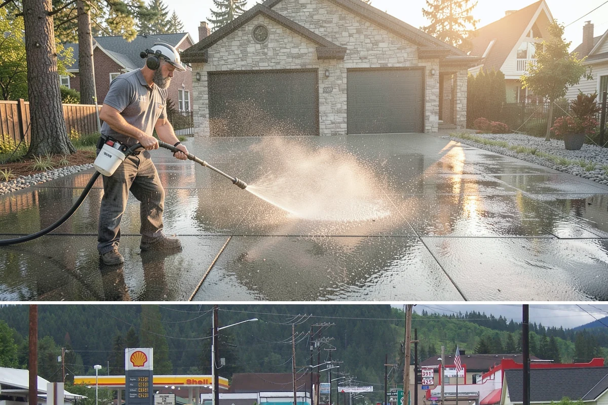 Grease Stain Removal in Granite Falls, Snohomish County, WA - Warm summer temperatures improve degreaser performance on stubborn grease.