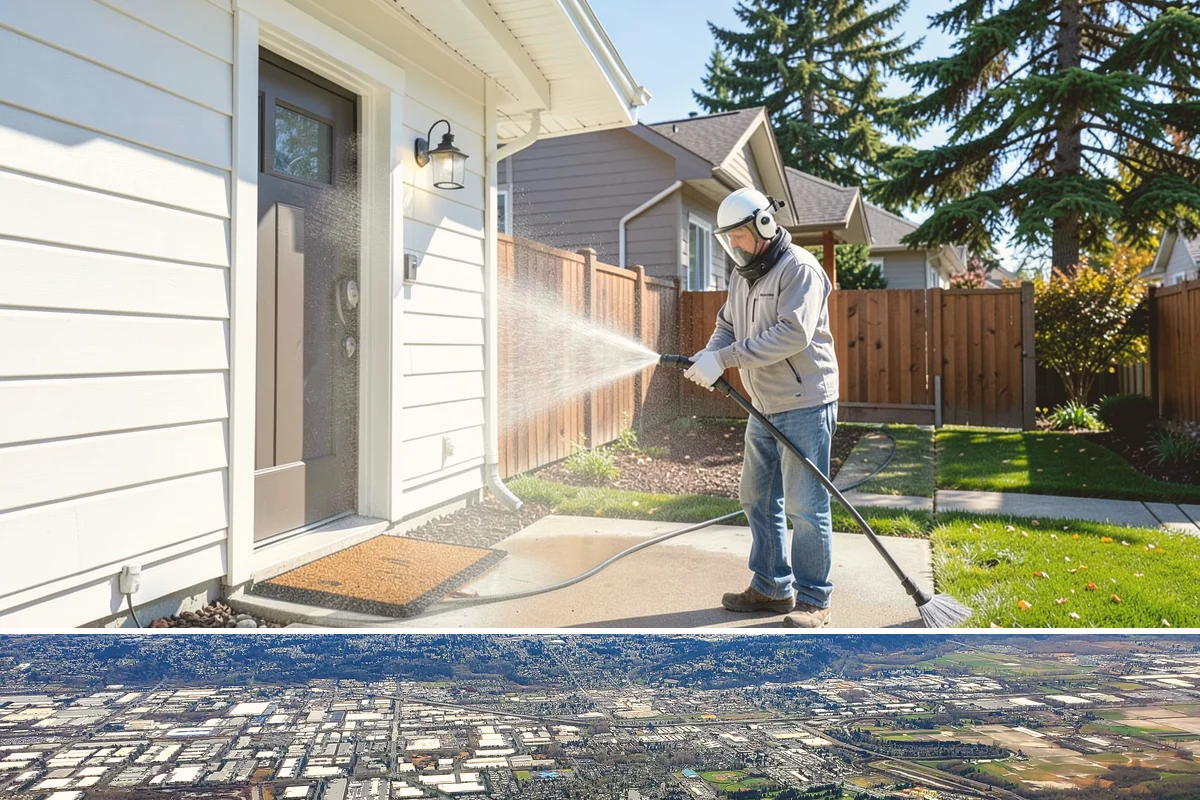 Grease Stain Removal in Kent, King County, WA - Warm summer temperatures improve degreaser performance on stubborn grease.