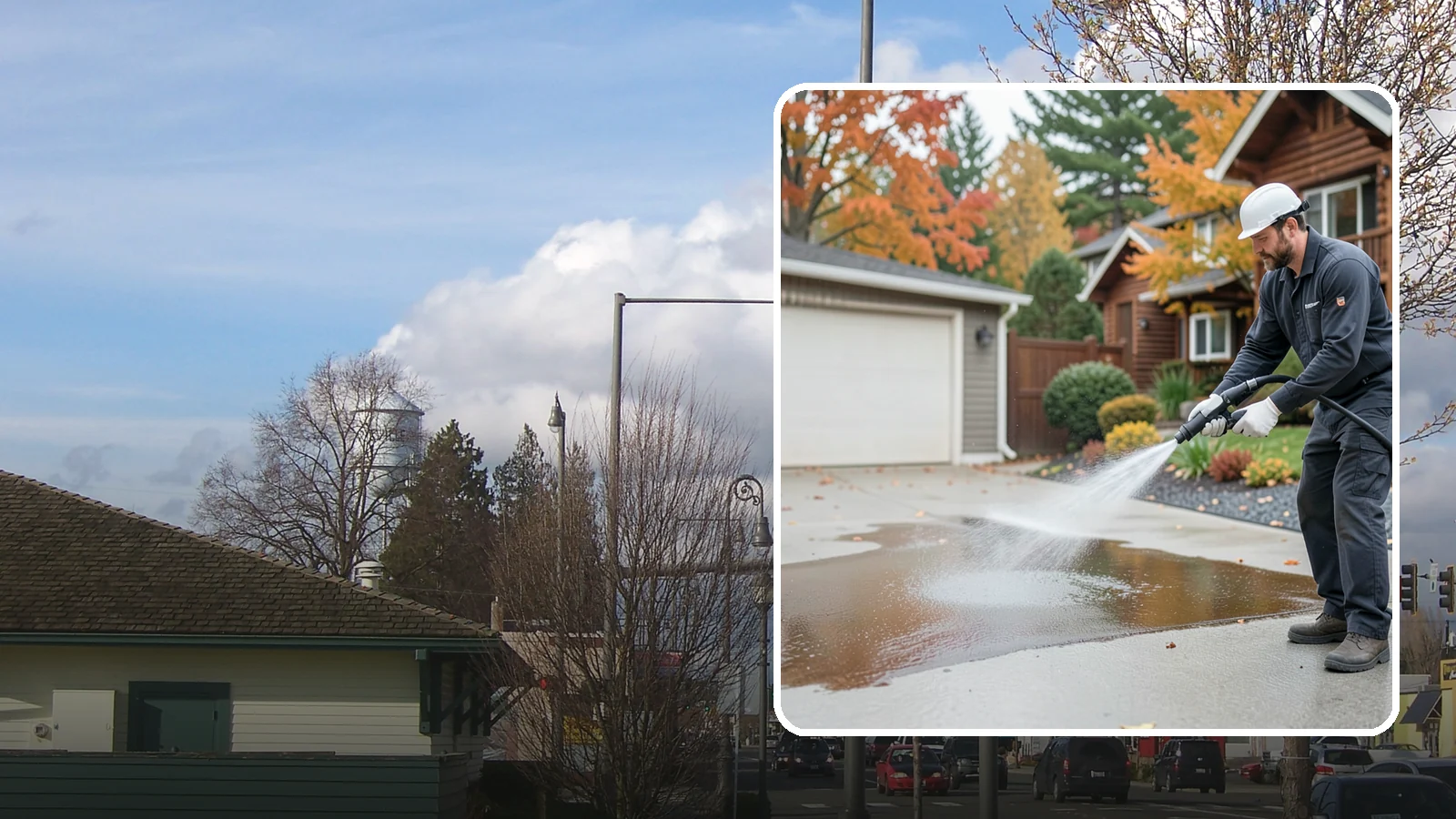 Grease Stain Removal in Marysville, Snohomish County, WA - Heavy-duty grease stain removal for driveways marked by cooking oils, lubricants, and shop spills.