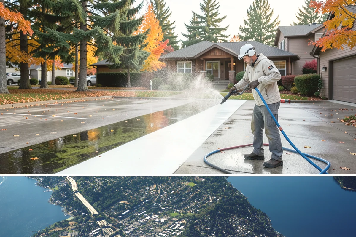 Grease Stain Removal in Mercer Island, King County, WA - Warm summer temperatures improve degreaser performance on stubborn grease.