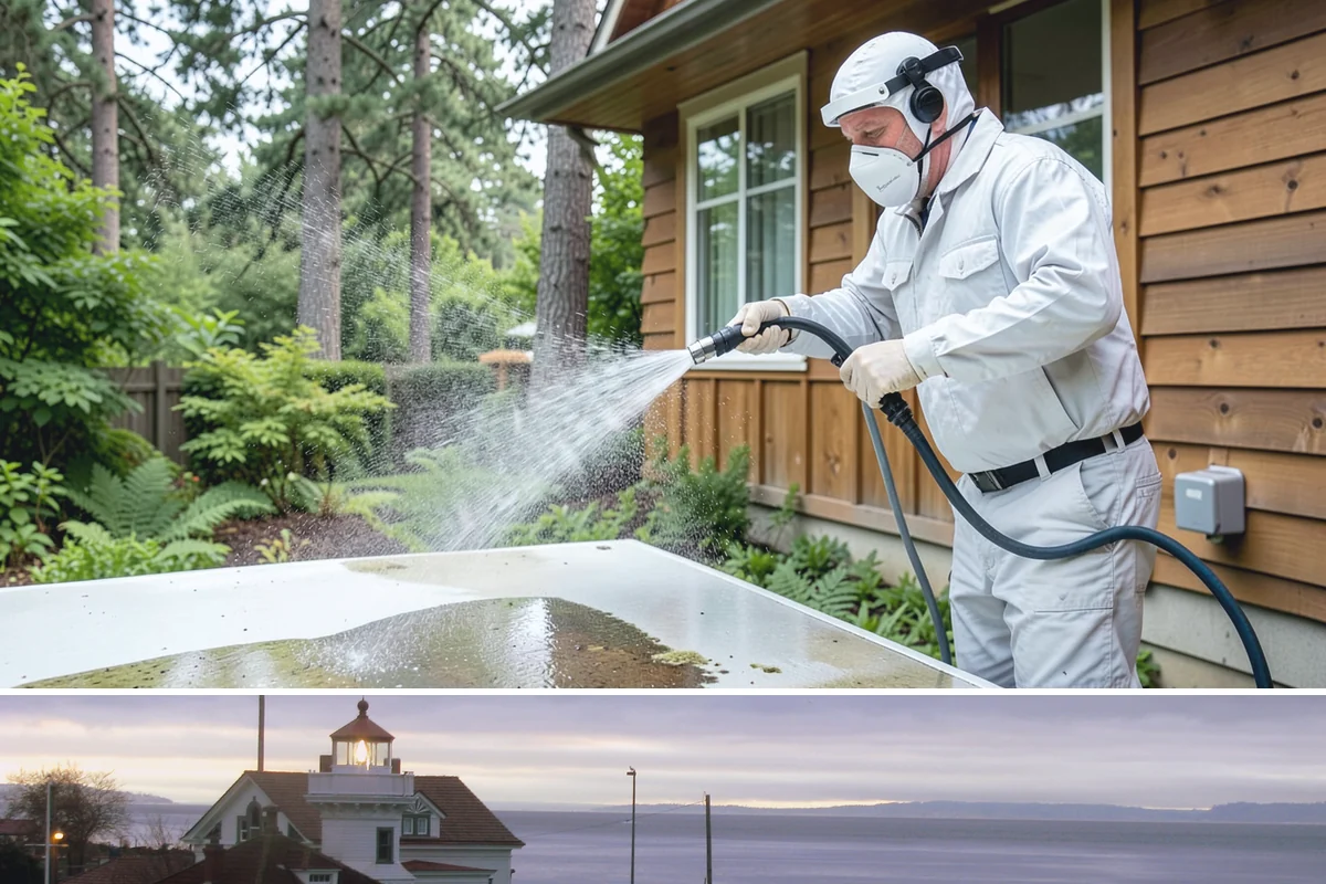 Grease Stain Removal in Mukilteo, Snohomish County, WA - Warm summer temperatures improve degreaser performance on stubborn grease.