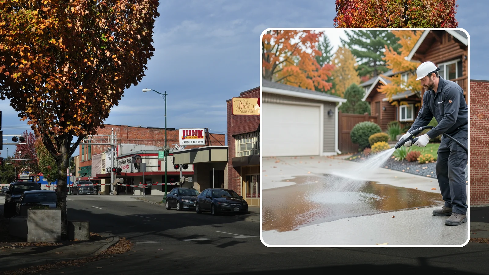 Grease Stain Removal in Puyallup, Pierce County, WA - Heavy-duty grease stain removal for driveways marked by cooking oils, lubricants, and shop spills.