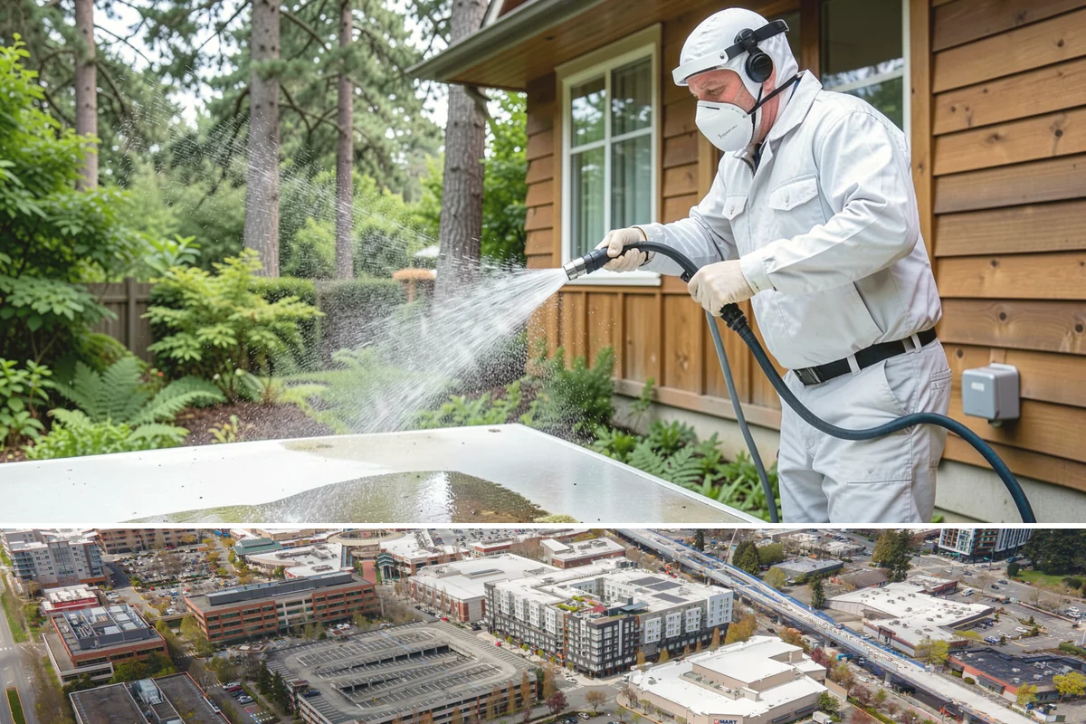 Grease Stain Removal in Redmond, King County, WA - Warm summer temperatures improve degreaser performance on stubborn grease.