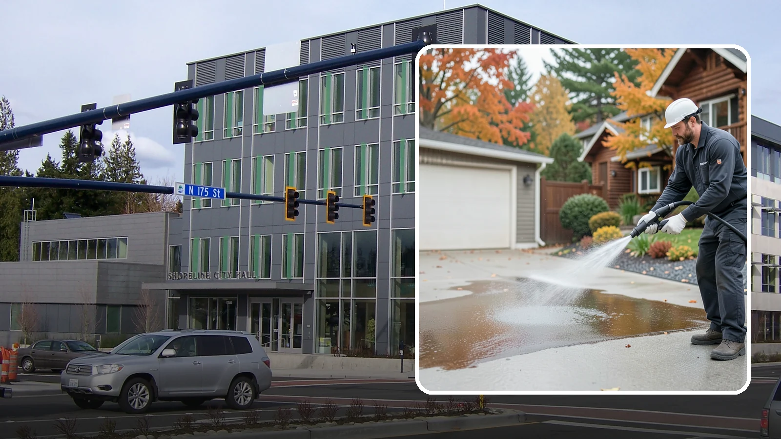 Grease Stain Removal in Shoreline, King County, WA - Heavy-duty grease stain removal for driveways marked by cooking oils, lubricants, and shop spills.