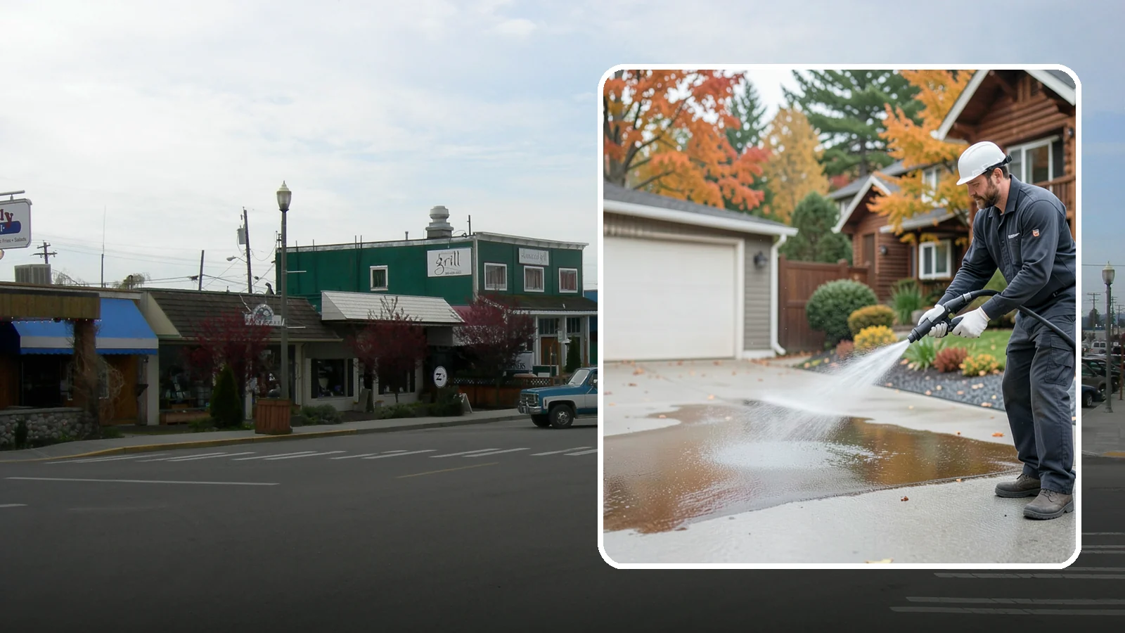 Grease Stain Removal in Stanwood, Snohomish County, WA - Heavy-duty grease stain removal for driveways marked by cooking oils, lubricants, and shop spills.