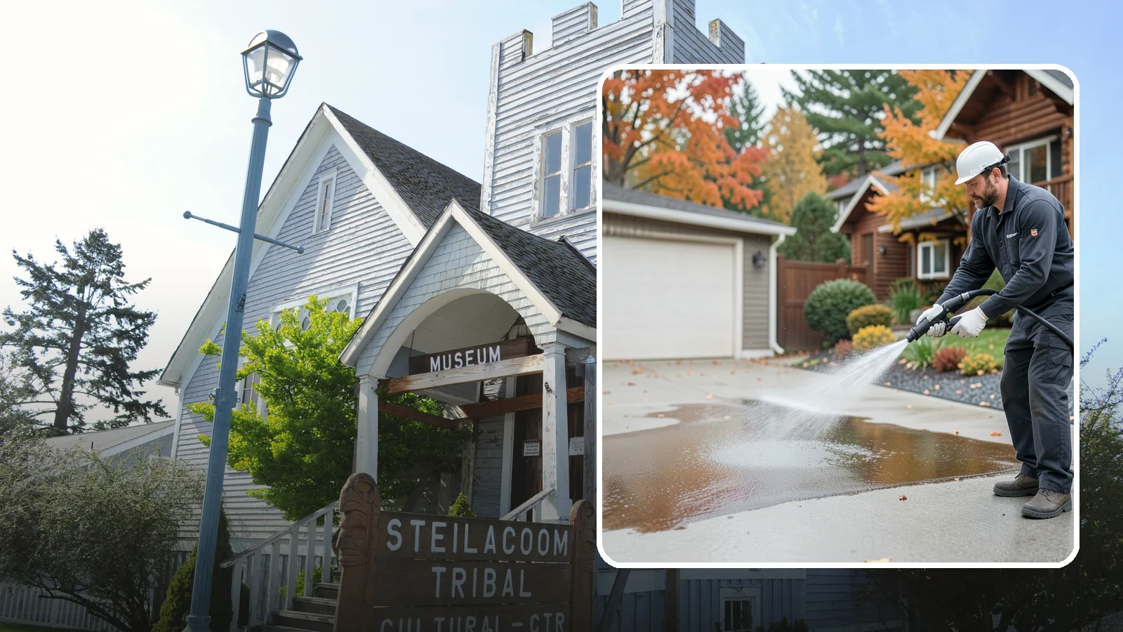 Grease Stain Removal in Steilacoom, Pierce County, WA - Heavy-duty grease stain removal for driveways marked by cooking oils, lubricants, and shop spills.