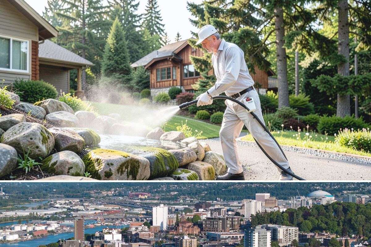 Grease Stain Removal in Tacoma, Pierce County, WA - Warm summer temperatures improve degreaser performance on stubborn grease.