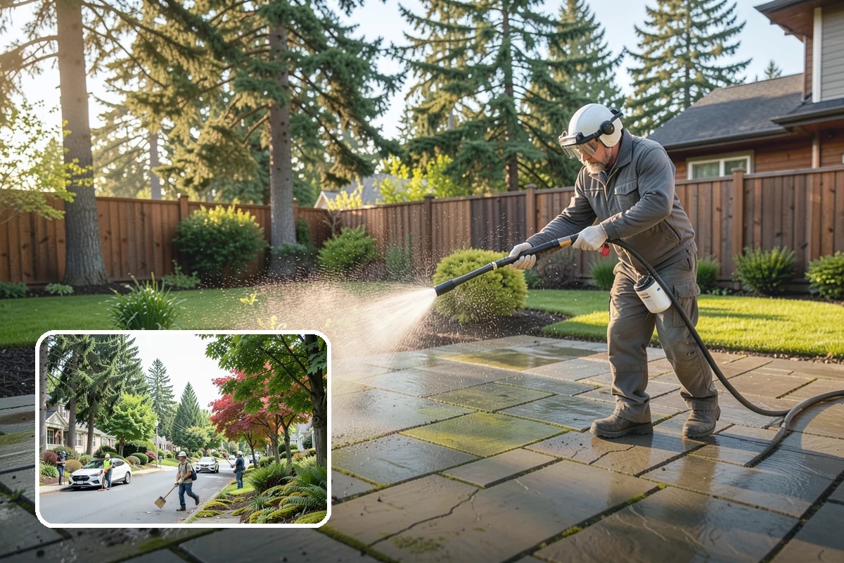 Gutter & Downspout Package in Beaux Arts Village, King County, WA - Removes black tiger-stripe oxidation from gutter faces
