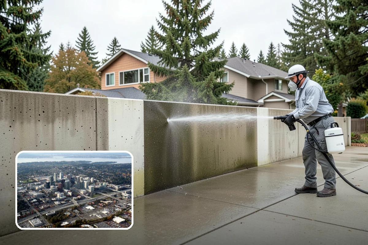 Gutter & Downspout Package in Bellevue, King County, WA - Removes black tiger-stripe oxidation from gutter faces