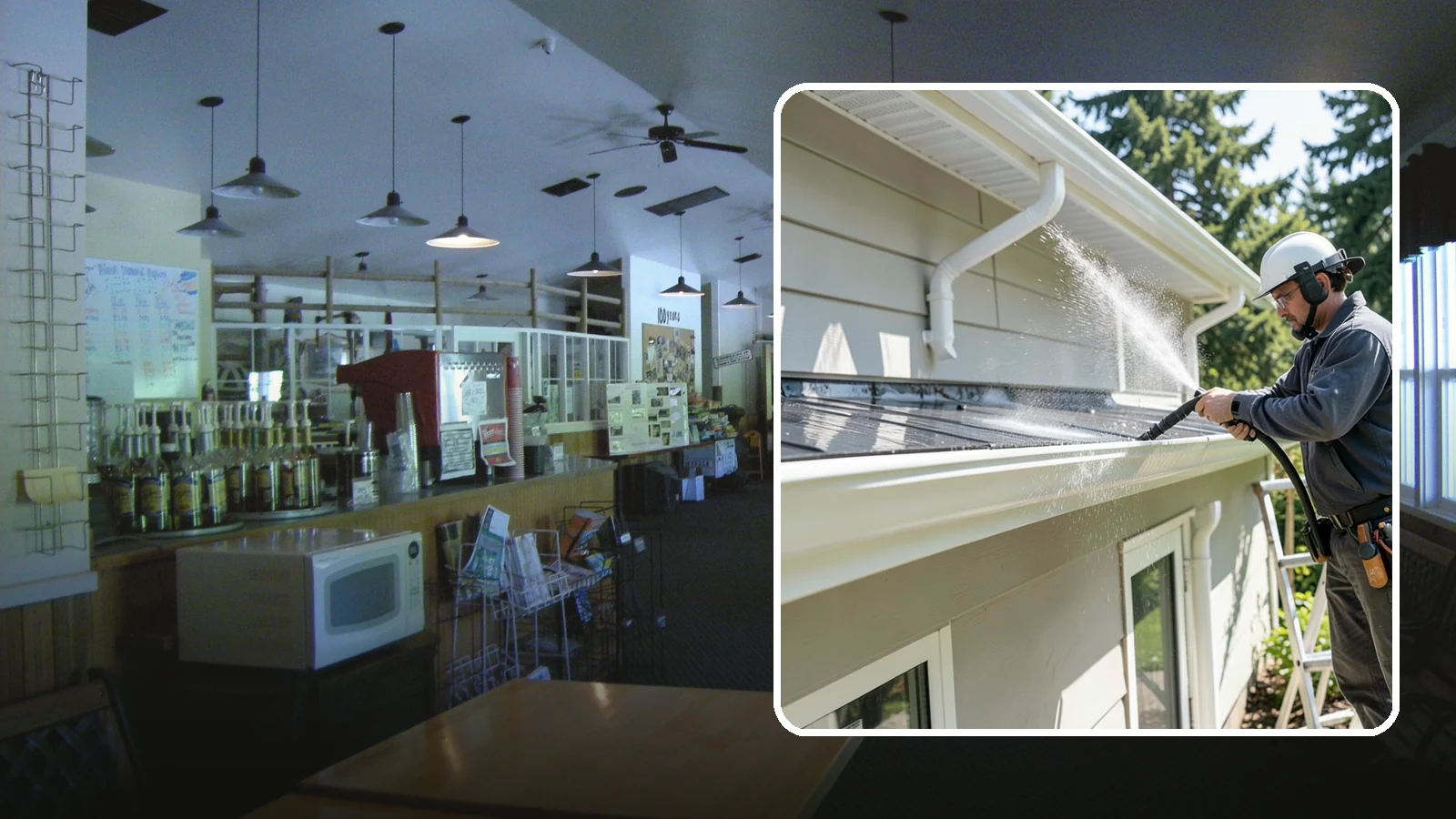 Gutter & Downspout Package in Black Diamond, King County, WA - We brighten gutter faces and flush the downspouts so your drainage system looks clean and actually moves water through a rainy...