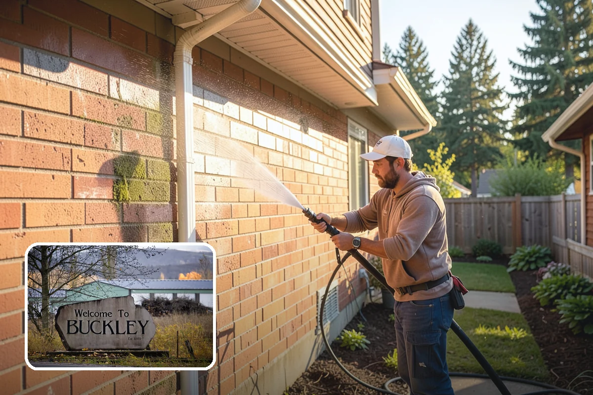 Gutter & Downspout Package in Buckley, Pierce County, WA - Removes black tiger-stripe oxidation from gutter faces