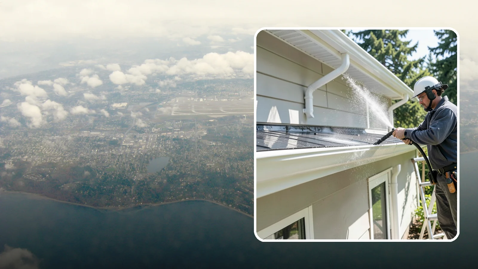 Gutter & Downspout Package in Burien, King County, WA - We brighten gutter faces and flush the downspouts so your drainage system looks clean and actually moves water through a rainy...
