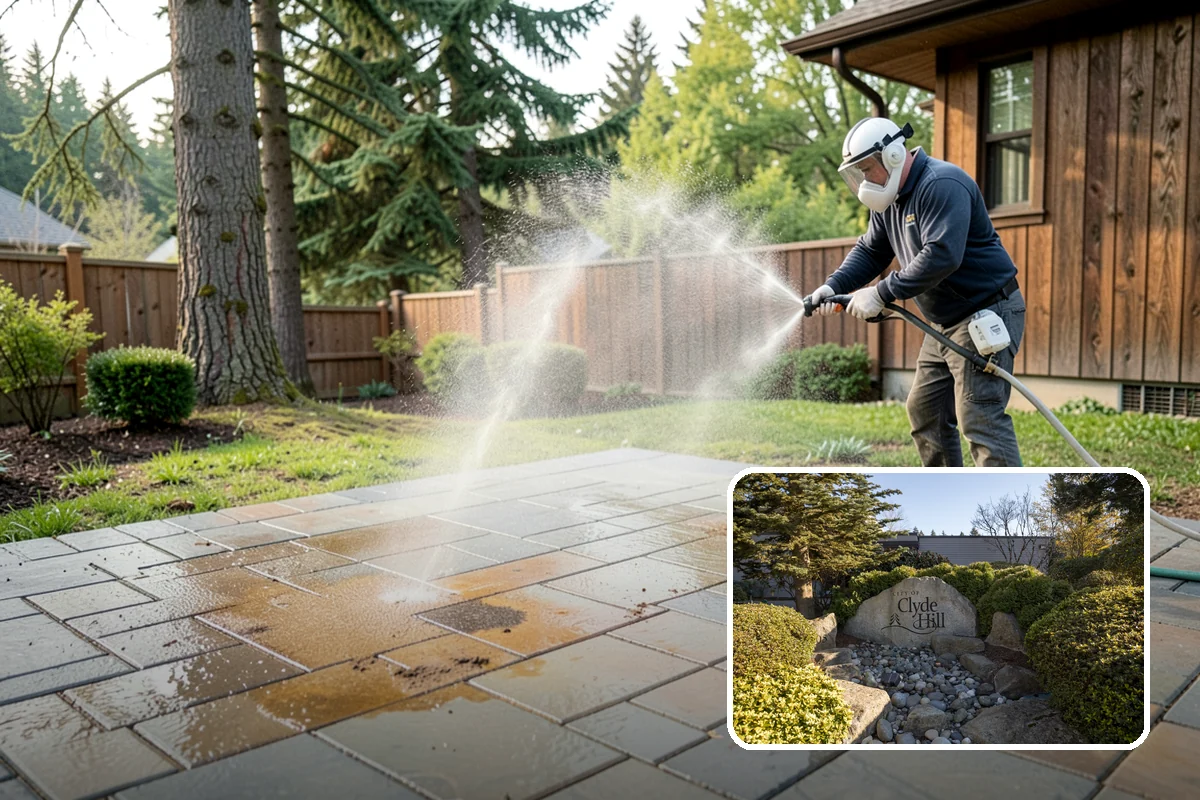 Gutter & Downspout Package in Clyde Hill, King County, WA - Removes black tiger-stripe oxidation from gutter faces