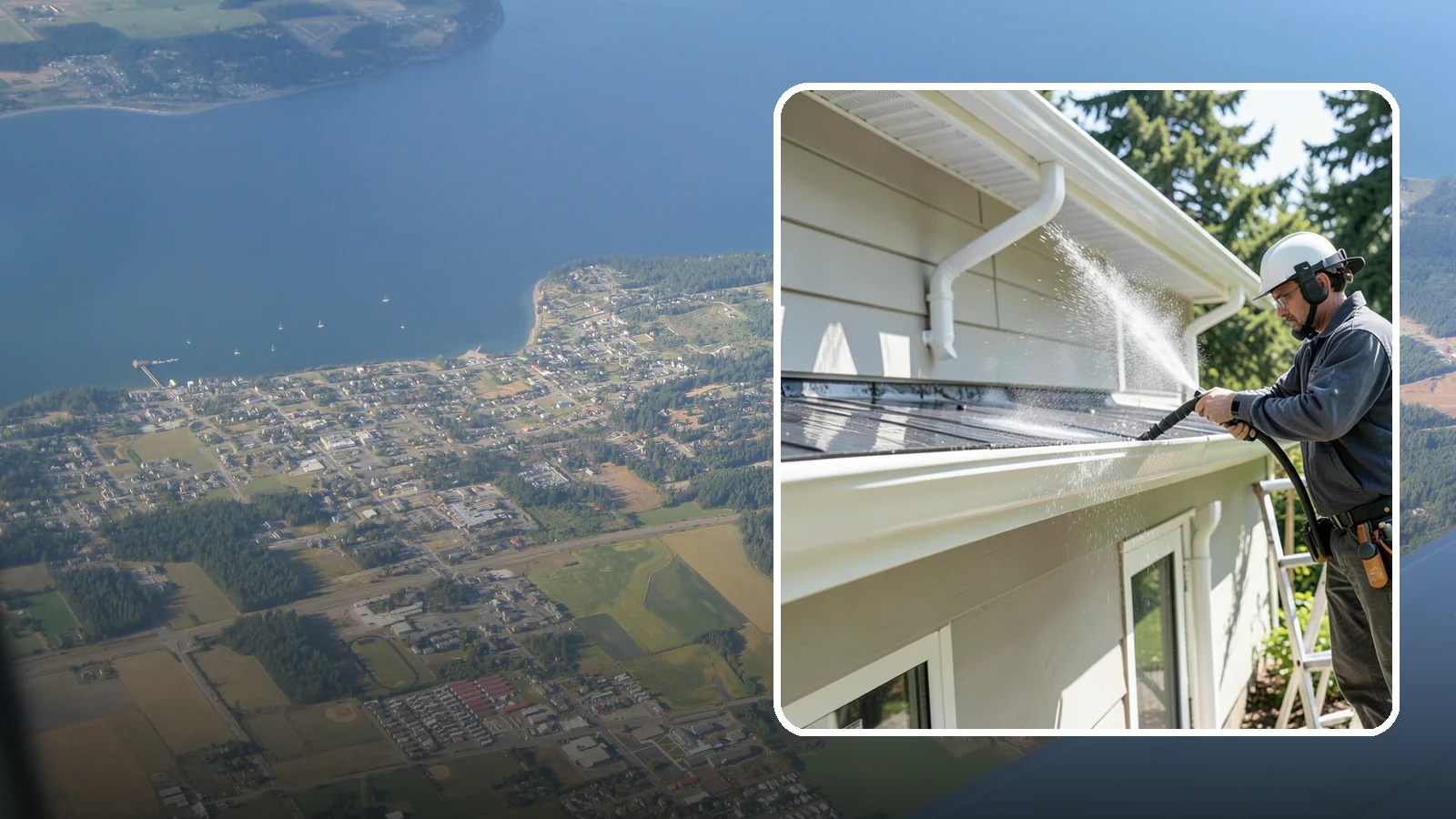 Gutter & Downspout Package in Coupeville, Island County, WA - We brighten gutter faces and flush the downspouts so your drainage system looks clean and actually moves water through a rainy...