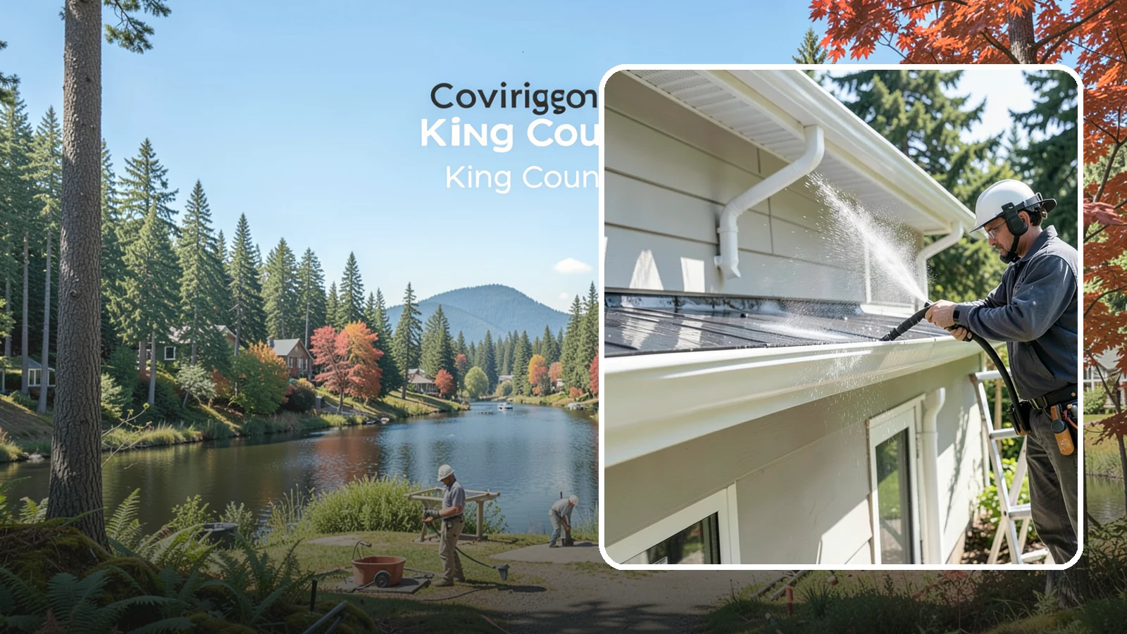 Gutter & Downspout Package in Covington, King County, WA - We brighten gutter faces and flush the downspouts so your drainage system looks clean and actually moves water through a rainy...