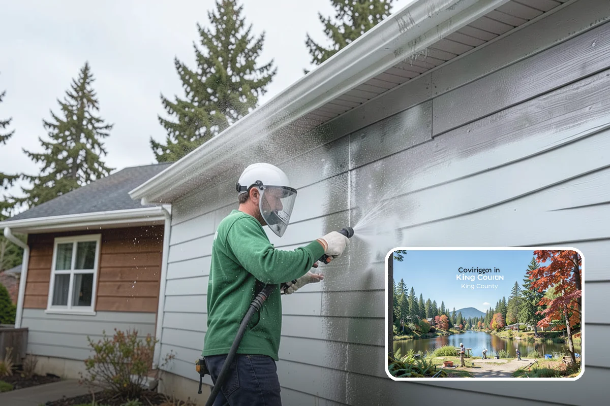 Gutter & Downspout Package in Covington, King County, WA - Removes black tiger-stripe oxidation from gutter faces