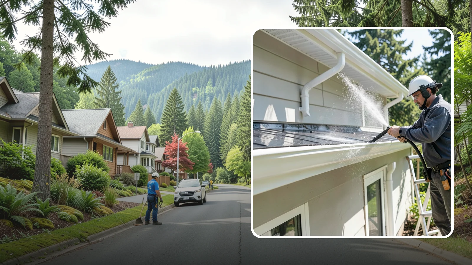 Gutter & Downspout Package in Darrington, Snohomish County, WA - We brighten gutter faces and flush the downspouts so your drainage system looks clean and actually moves water through a rainy...