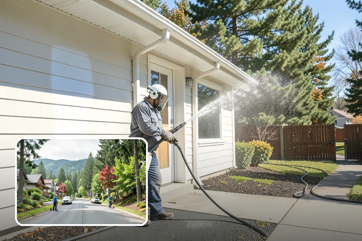 Gutter & Downspout Package in Darrington, Snohomish County, WA - Removes black tiger-stripe oxidation from gutter faces