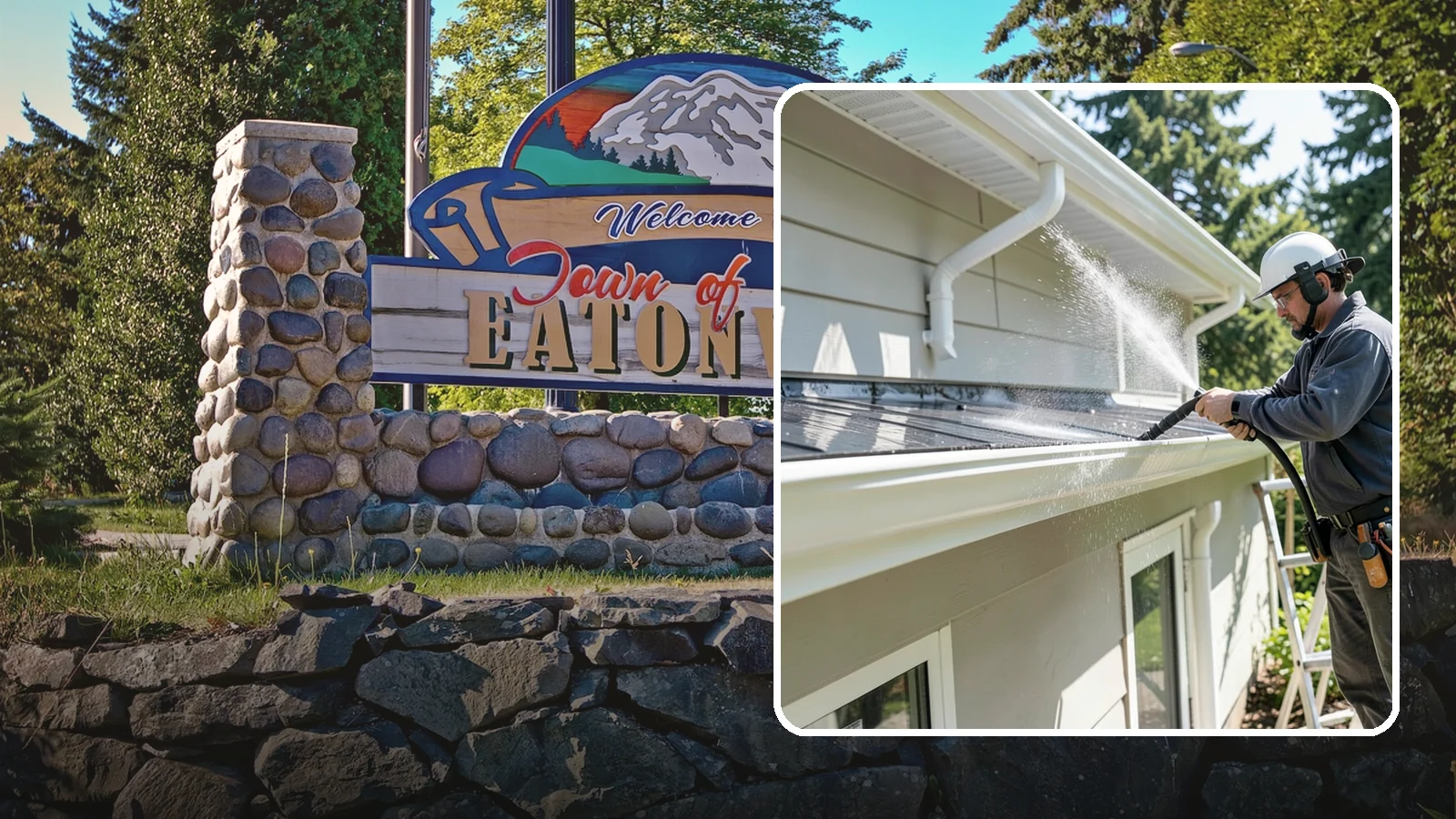 Gutter & Downspout Package in Eatonville, Pierce County, WA - We brighten gutter faces and flush the downspouts so your drainage system looks clean and actually moves water through a rainy...