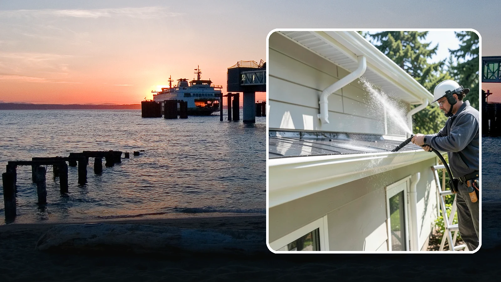Gutter & Downspout Package in Edmonds, Snohomish County, WA - We brighten gutter faces and flush the downspouts so your drainage system looks clean and actually moves water through a rainy...