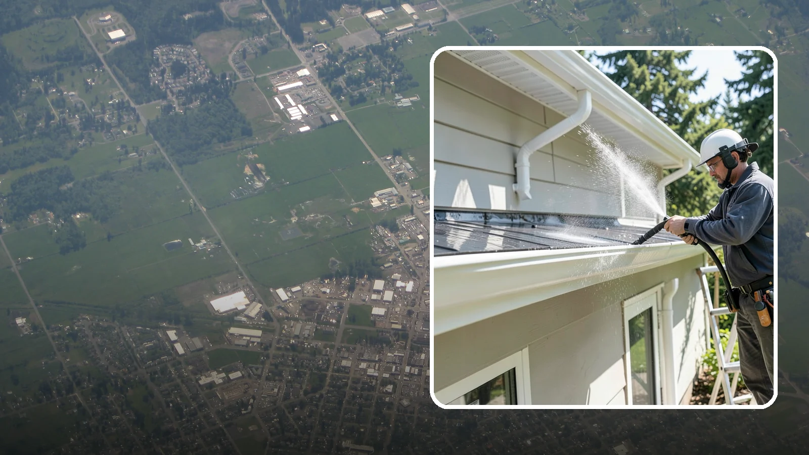 Gutter & Downspout Package in Enumclaw, King County, WA - We brighten gutter faces and flush the downspouts so your drainage system looks clean and actually moves water through a rainy...