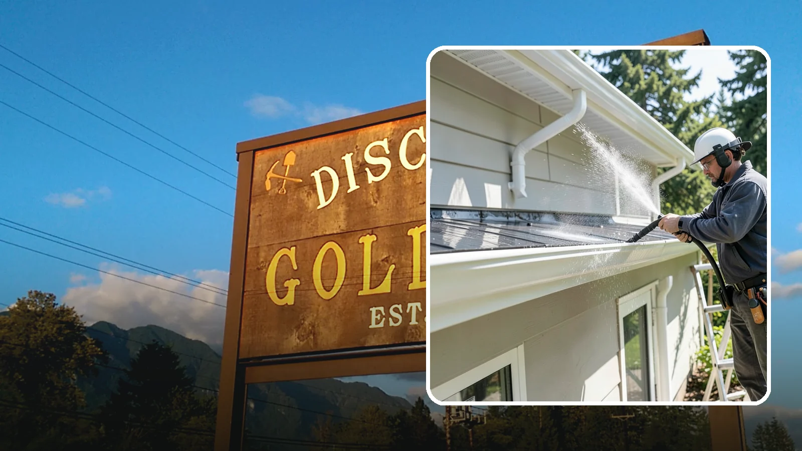 Gutter & Downspout Package in Gold Bar, Snohomish County, WA - We brighten gutter faces and flush the downspouts so your drainage system looks clean and actually moves water through a rainy...