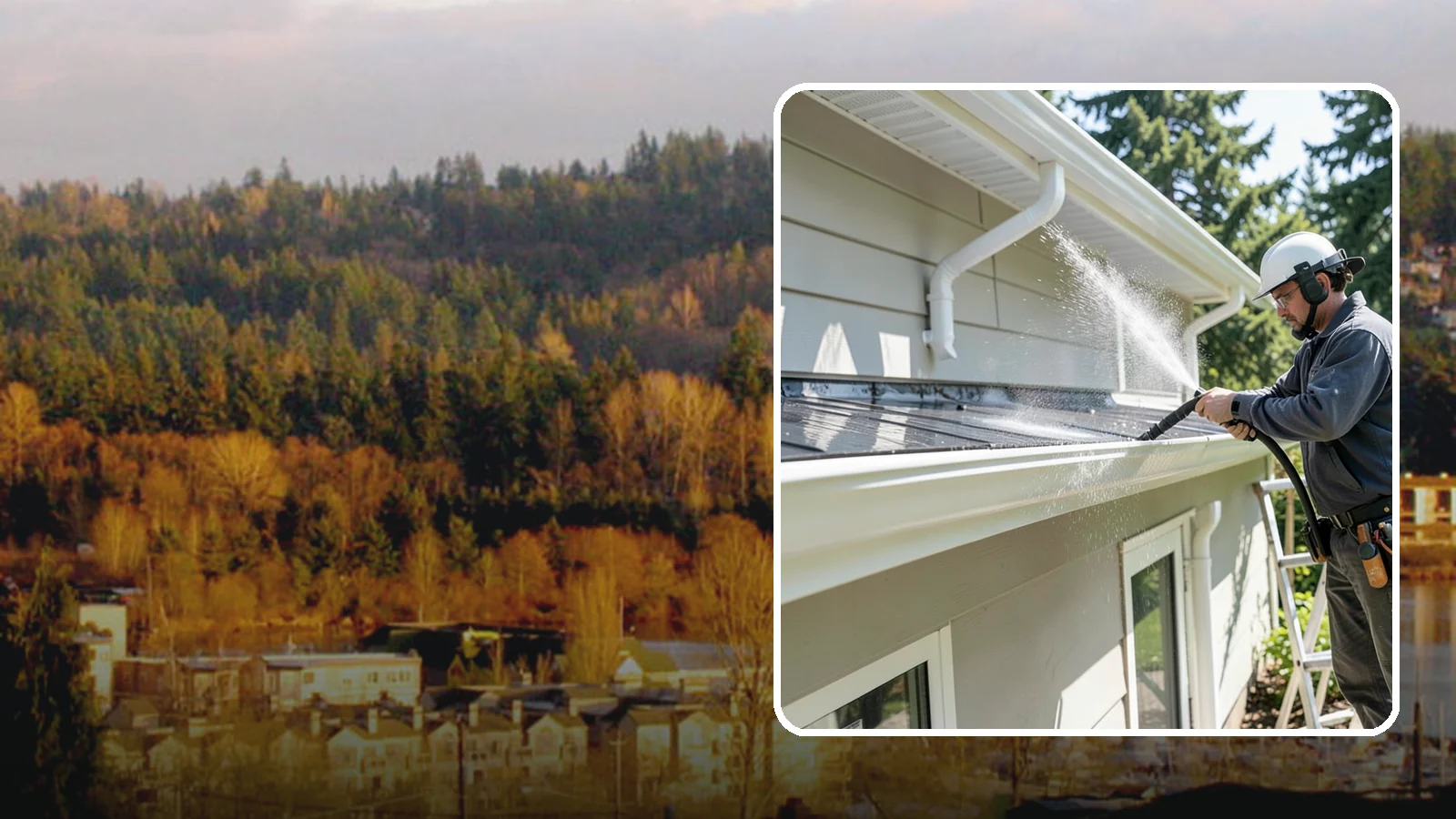 Gutter & Downspout Package in Kenmore, King County, WA - We brighten gutter faces and flush the downspouts so your drainage system looks clean and actually moves water through a rainy...