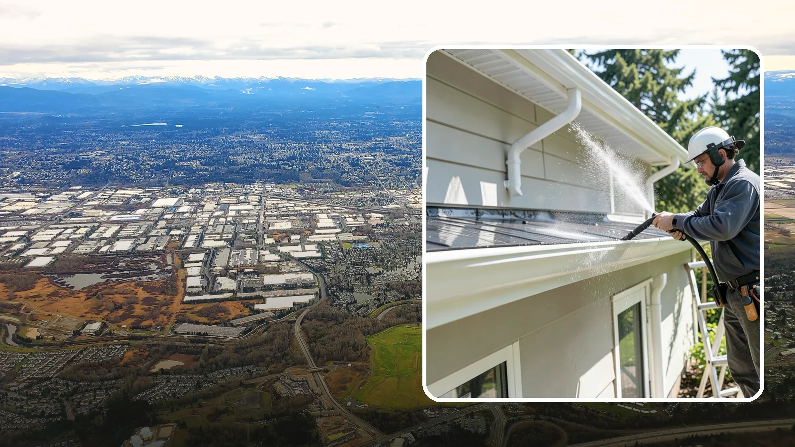 Gutter & Downspout Package in Kent, King County, WA - We brighten gutter faces and flush the downspouts so your drainage system looks clean and actually moves water through a rainy...