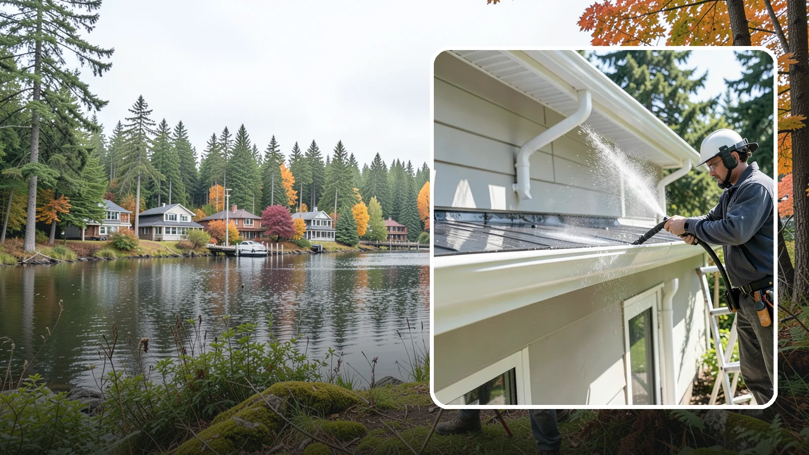 Gutter & Downspout Package in La Conner, Skagit County, WA - We brighten gutter faces and flush the downspouts so your drainage system looks clean and actually moves water through a rainy...