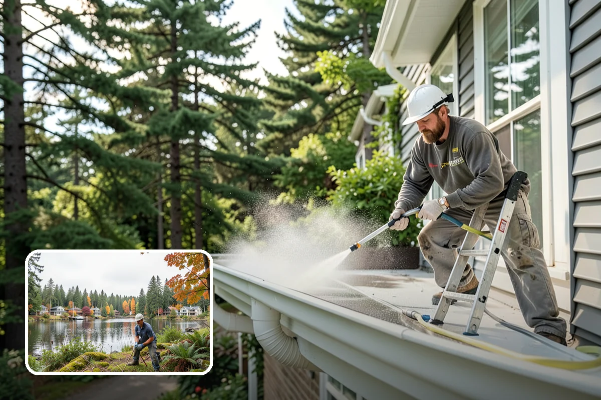 Gutter & Downspout Package in La Conner, Skagit County, WA - Removes black tiger-stripe oxidation from gutter faces