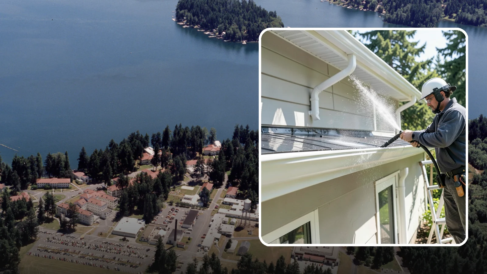 Gutter & Downspout Package in Lakewood, Pierce County, WA - We brighten gutter faces and flush the downspouts so your drainage system looks clean and actually moves water through a rainy...