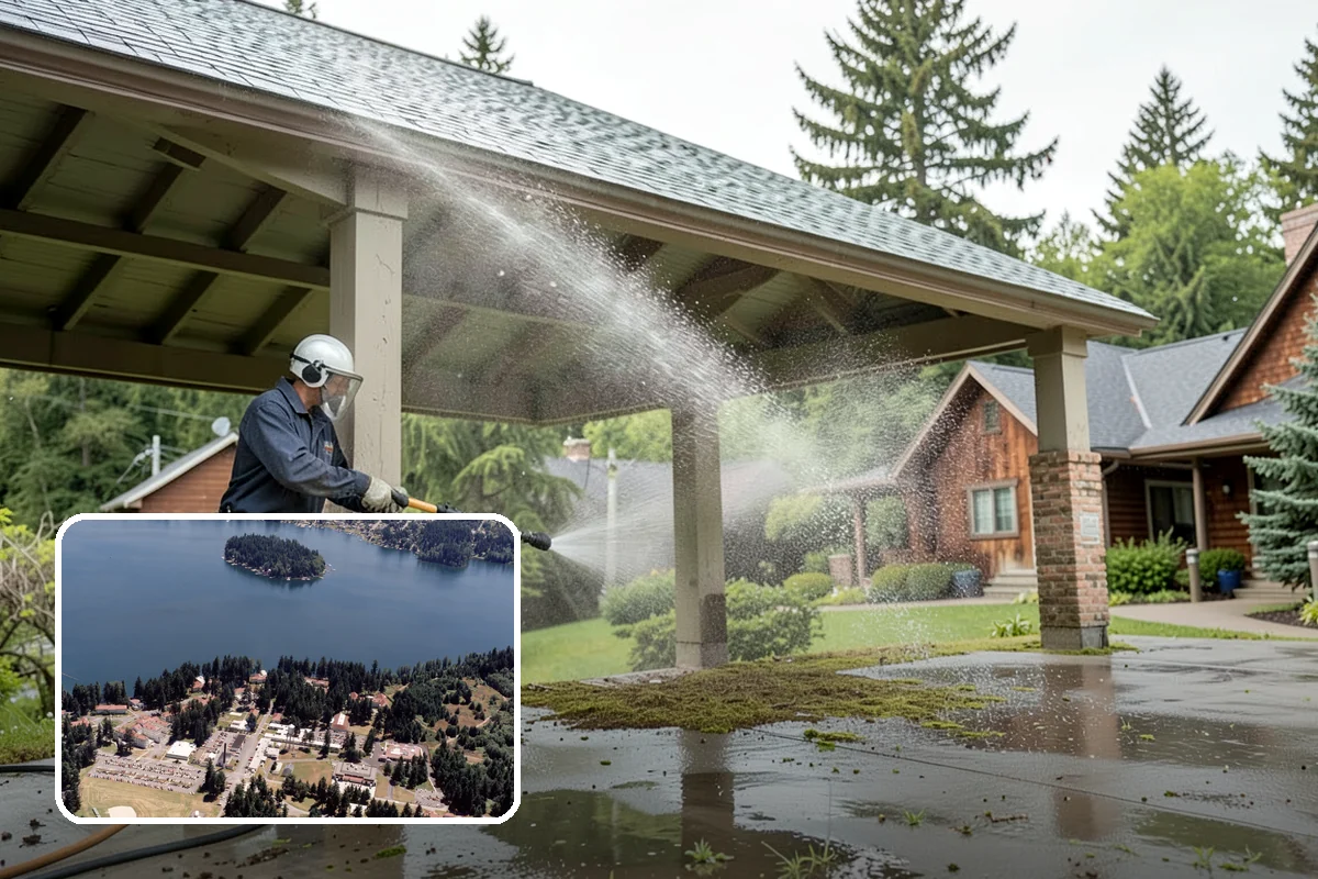 Gutter & Downspout Package in Lakewood, Pierce County, WA - Removes black tiger-stripe oxidation from gutter faces